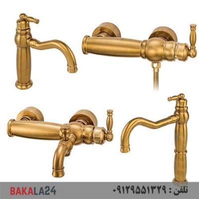 ست 4 تایی شیرآلات قهرمان مدل آنتیک (طلایی مات)