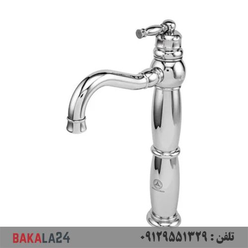 شیر روشویی پایه بلند قهرمان مدل آنتیک (طلایی مات)