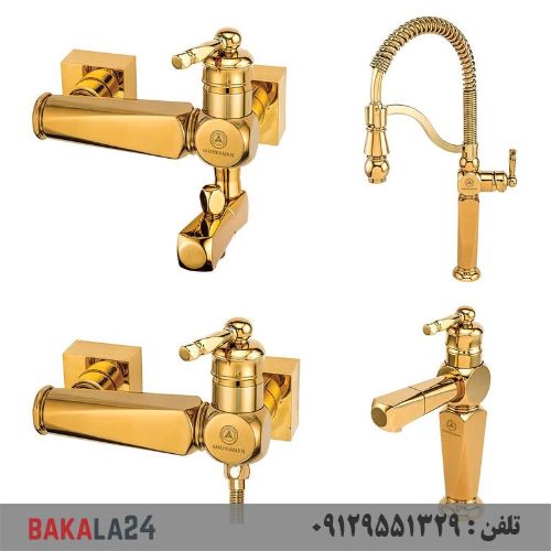 ست 4 تایی شیرآلات قهرمان مدل ارس (طلایی)