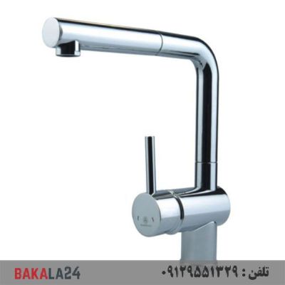 شیر ظرفشویی شلنگدار قهرمان مدل تتراس کروم مات