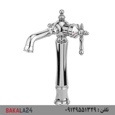 شیر روشویی پایه بلند قهرمان مدل نگین (کروم)