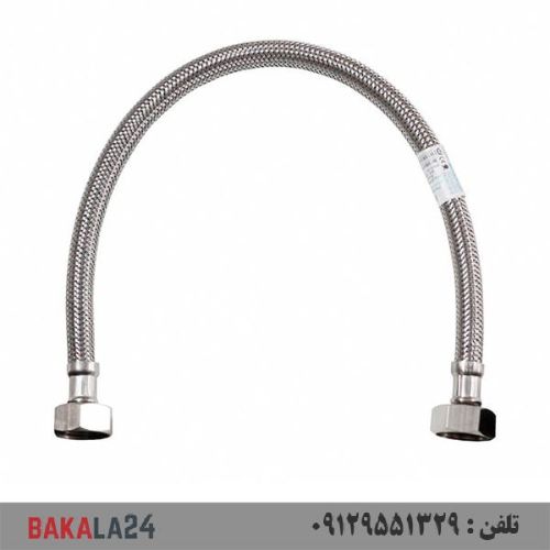 شلنگ دو سر مهره مدل استیل 40 سانتی 3/4