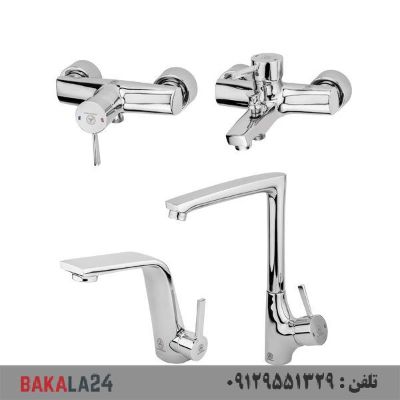 ست 4 تایی شیرآلات قهرمان مدل الماس دسته ارکیده