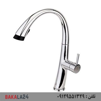 شیر ظرفشویی شلنگدار قهرمان مدل موج (کروم)