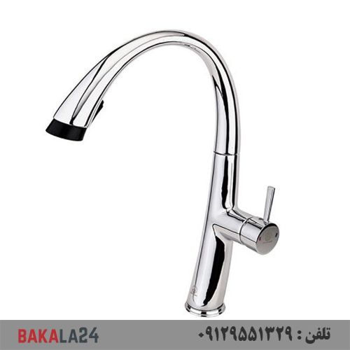 شیر ظرفشویی شلنگدار قهرمان مدل موج (کروم)